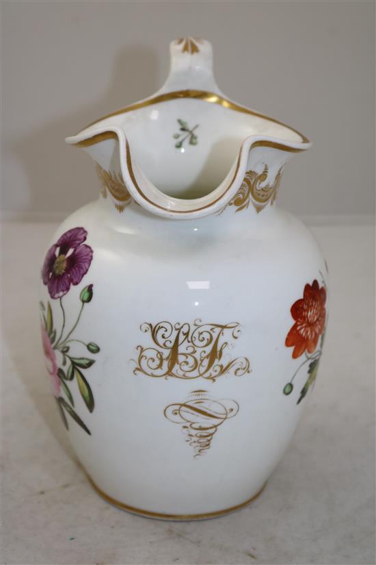 A Coalport flower painted jug, c.1825, 21cm